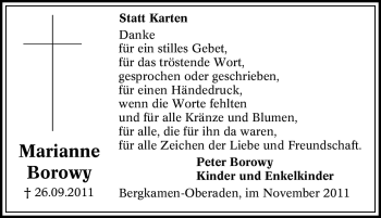 Traueranzeige von Marianne Borowy von Tageszeitung