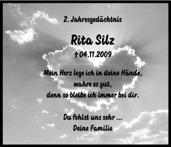 Traueranzeige von Rita Silz von Tageszeitung