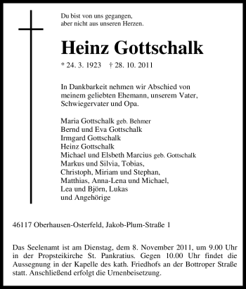 Traueranzeige von Heinz Gottschalk von Tageszeitung