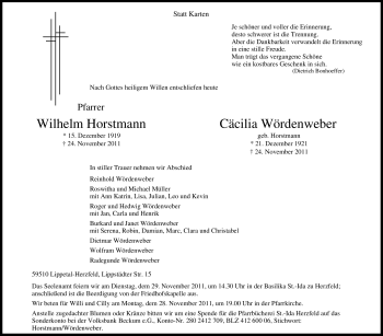Traueranzeige von Cäcilia Wördenweber von Tageszeitung