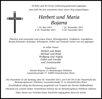Traueranzeige von Herbert Bojarra von Tageszeitung