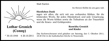 Traueranzeige von Lothar Gronich von Tageszeitung