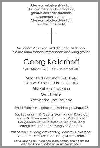 Traueranzeige von Georg Kellerhoff von Tageszeitung