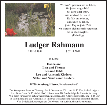 Traueranzeige von Ludger Rahmann von Tageszeitung