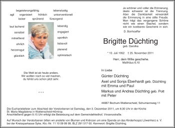 Traueranzeige von Brigitte Düchting von Tageszeitung