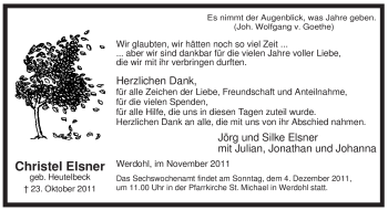 Traueranzeige von Christel Elsner von Tageszeitung
