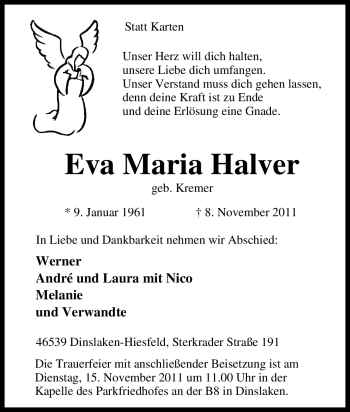 Traueranzeige von Eva Maria Halver von Tageszeitung
