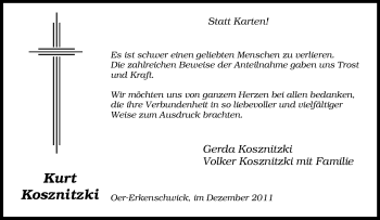 Traueranzeige von Kurt Kosznitzki von Tageszeitung