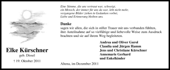 Traueranzeige von Elke Kürschner von Tageszeitung