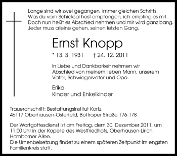 Traueranzeige von Ernst Knopp von Tageszeitung