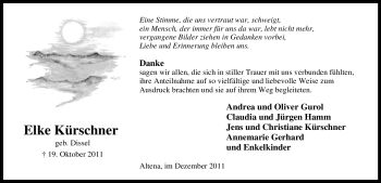 Traueranzeige von Elke Kürschner von Tageszeitung