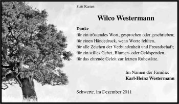 Traueranzeige von Wilco Westermann von Tageszeitung