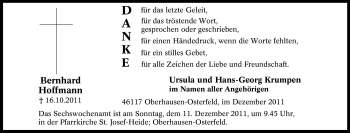 Traueranzeige von Bernhard Hoffmann von Tageszeitung