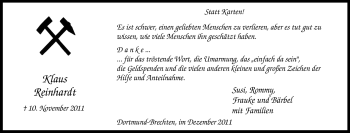 Traueranzeige von Klaus Reinhardt von Tageszeitung