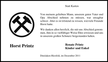 Traueranzeige von Horst Printz von Tageszeitung