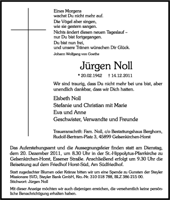 Traueranzeige von Jürgen Noll von Tageszeitung