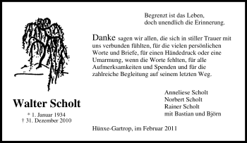 Traueranzeige von Walter Scholt von Tageszeitung