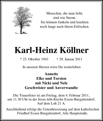 Traueranzeige von Karl-Heinz Köllner von Tageszeitung