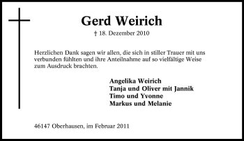 Traueranzeige von Gerd Weirich von Tageszeitung