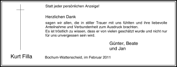 Traueranzeige von Kurt Filla von Tageszeitung