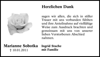 Traueranzeige von Marianne Sobotka von Tageszeitung