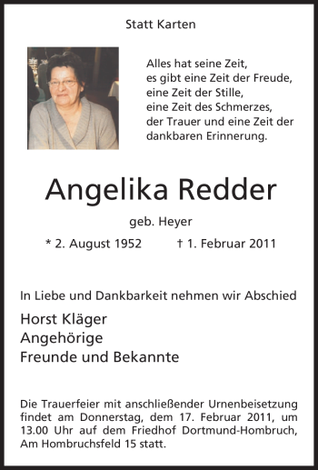 Traueranzeige von Angelika Redder von Tageszeitung