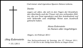 Traueranzeige von Jörg Eulenstein von Tageszeitung