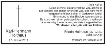 Traueranzeige von Karl-Hermann Holthaus von Tageszeitung