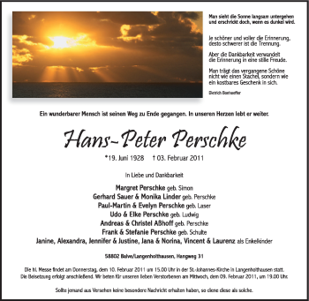 Traueranzeige von Hans-Peter Perschke von Tageszeitung