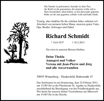 Traueranzeige von Richard Schmidt von Tageszeitung