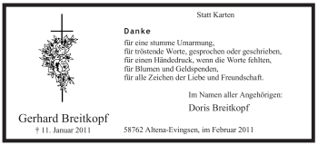 Traueranzeige von Gerhard Breitkopf von Tageszeitung