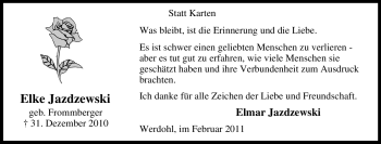 Traueranzeige von Elke Jazdzewski von Tageszeitung