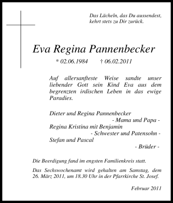 Traueranzeige von Eva Regina Pannenbecker von Tageszeitung