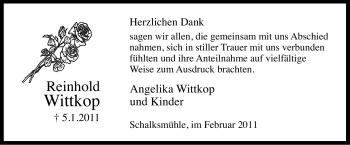 Traueranzeige von Reinhold Wittkop von Tageszeitung