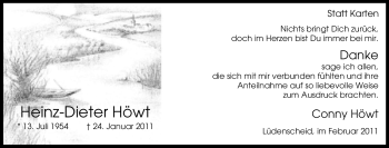 Traueranzeige von Heinz-Dieter Höwt von Tageszeitung