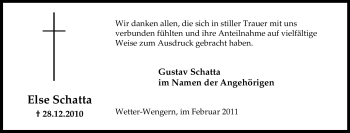 Traueranzeige von Else Schatta von Tageszeitung