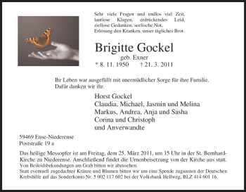 Traueranzeige von Brigitte Gockel von Tageszeitung