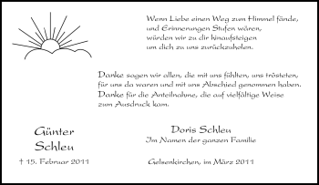 Traueranzeige von Günter Schleu von Tageszeitung
