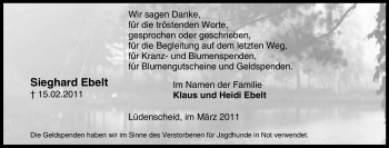Traueranzeige von Sieghard Ebelt von Tageszeitung