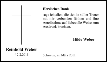 Traueranzeige von Reinhold Weber von Tageszeitung