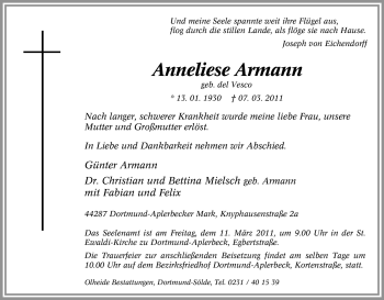 Traueranzeige von Anneliese Armann von Tageszeitung