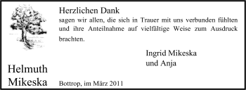 Traueranzeige von Helmuth Mikeska von Tageszeitung
