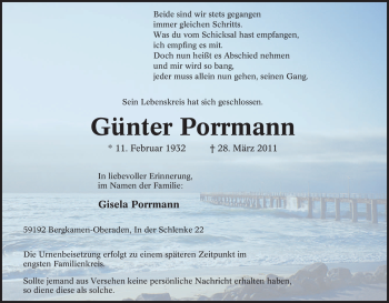 Traueranzeige von Günter Porrmann von Tageszeitung