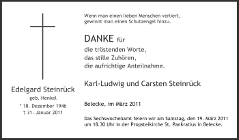 Traueranzeige von Edelgard Steinrück von Tageszeitung