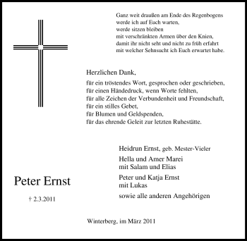 Traueranzeige von Peter Ernst von Tageszeitung
