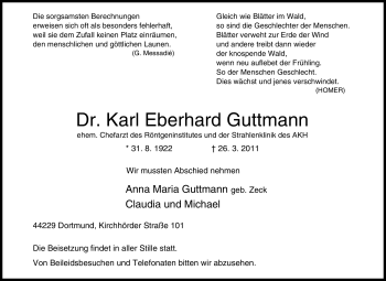 Traueranzeige von Karl Eberhard Guttmann von Tageszeitung