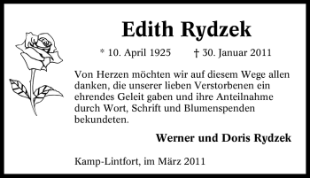 Traueranzeige von Edith Rydzek von Tageszeitung