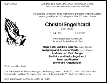 Traueranzeige von Christel Engelhardt von Tageszeitung