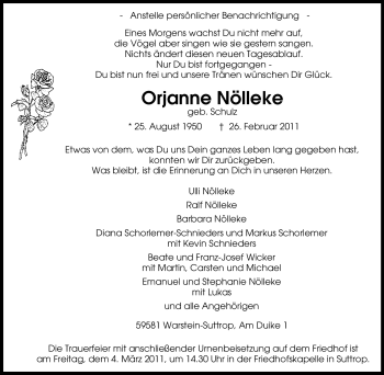 Traueranzeige von Orjanne Nölleke von Tageszeitung