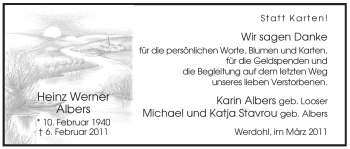 Traueranzeige von Heinz Werner Albers von Tageszeitung
